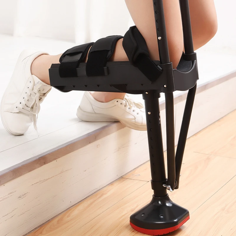 Telescopic Single Leg Walking Aid, Hands-Free Knee Crutch, Mobility Enhancer Stick, Adjustable Walker for Independent Movement