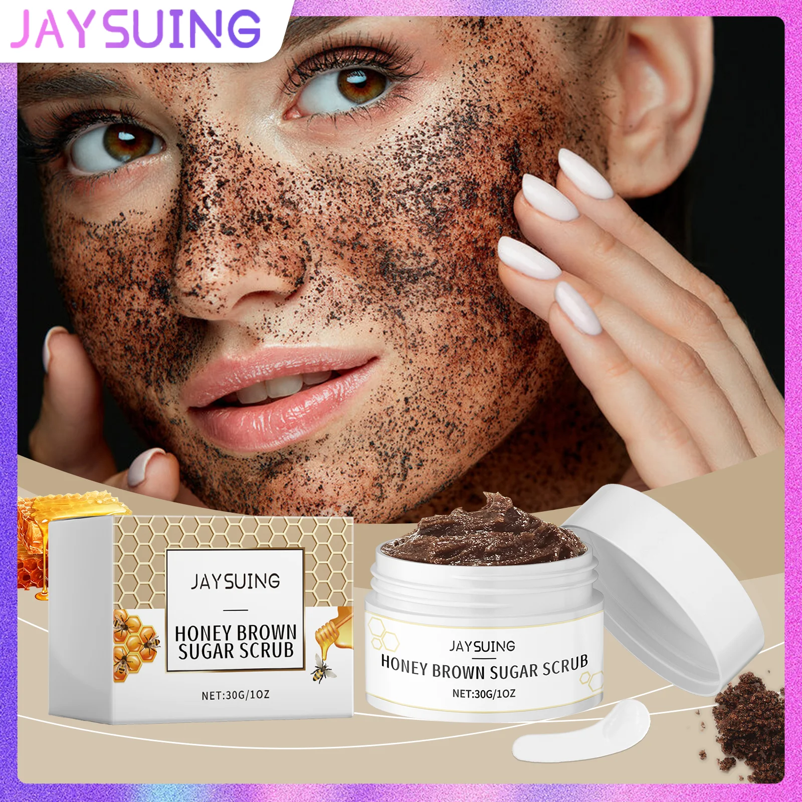 

Honey Brown Sugar Cleansing Cream Exfoliates Deep Cleans Absorbs Facial Oil Smooths Roughness Hydrates & Brightens Scrub