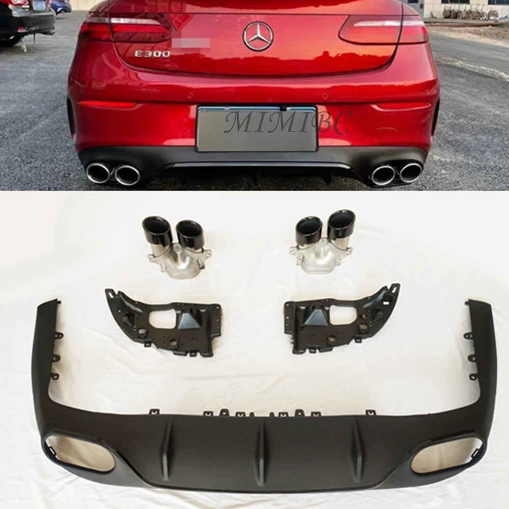 

For Mercedes Benz W213 E Class E53 2 Door 2022+ PP BLACK REAR BUMPER TRUNK LIP SPOILER DIFFUSER Exhaust Tips