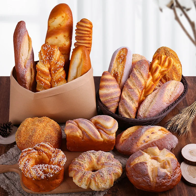 

Simulated Bread Model PU Fake Bread Cake Photo Props Shopping Mall Bakery Window Display Happy Birthday Party Decor for Home
