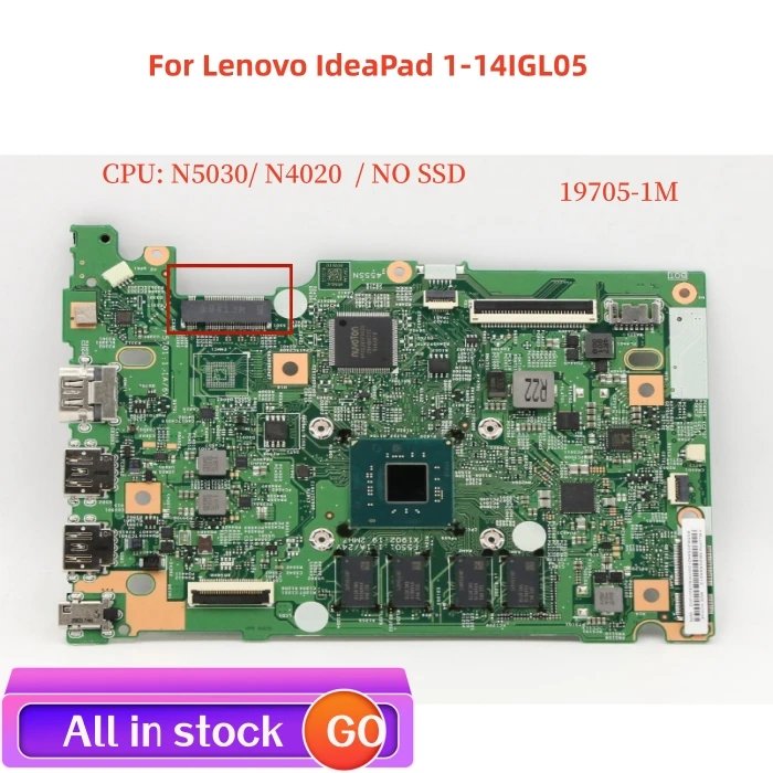 اللوحة الأم للكمبيوتر المحمول لـ Lenovo IdeaPad ، 1-14igl05 ، 1 م ، العمل المختبر ، 5B20S44214 ، CPU n5030 ، N4020