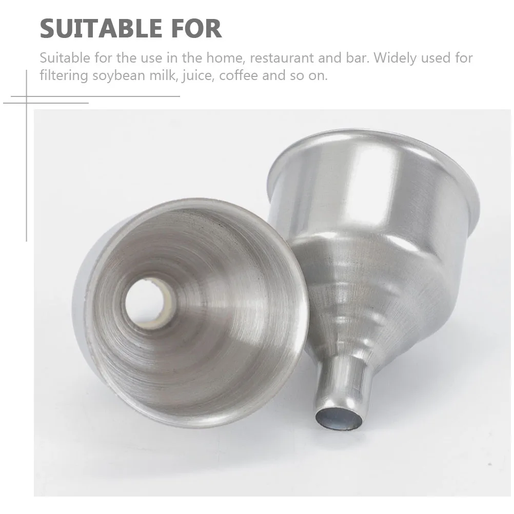

10Pcs Stainless Steel Funnel Corrosion Resistant Handy Handle Kitchen Gadget for Soybean Milk Coffee Juice Strainer
