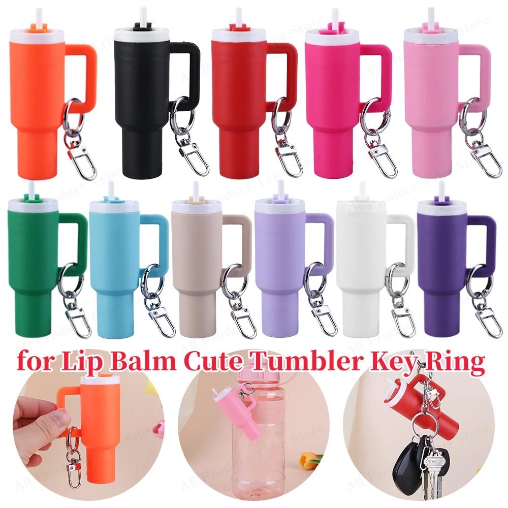Mini llavero de taza para bálsamo labial, bonito llavero de vaso, soporte para Chapstick, llavero con dijes para bolso, llavero para Stanley Wate