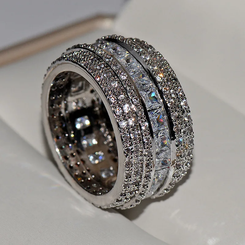 

Fashion Big Zircon Stone Color Round Band Rings for Women S925 Silver Jewelry 2022 New Wedding Engagement Gift Wholesale