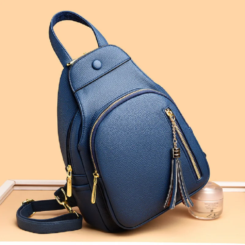 New Fashion Tassels Designer Women High Quality Leather Backpack Large Capacity Shoulder Bags School Bag Totes Travel Backpacks