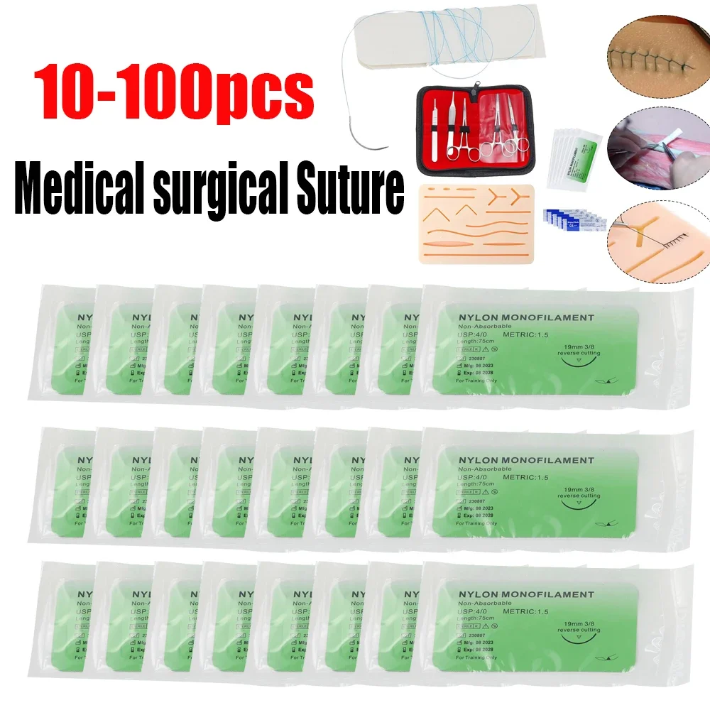 2/0 3/0 4/0 Medical Surgical Suture Nylon Silk Medical Dental Sutures kit Monofilament Non-injured Suture for Teaching Exercises