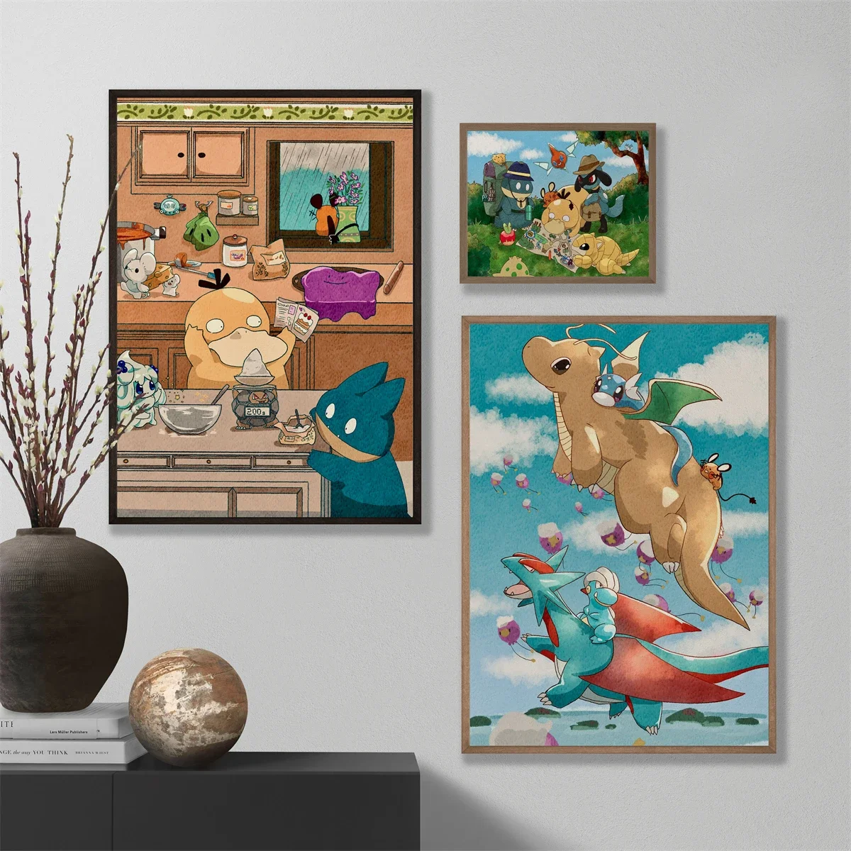 

Canvas Art Walls Painting Charmander Friends Gifts Modular Cartoon Character Picture Decoration Paintings Decorative Room Home