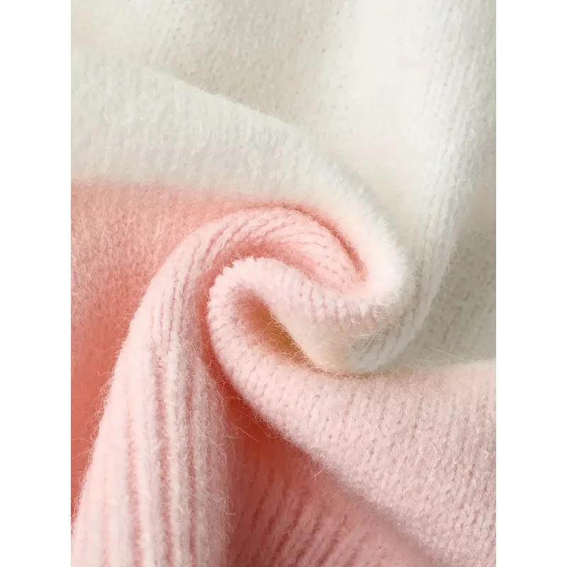 เสื้อคลุมคาร์ดิแกนไหมพรมแบบมีฮู้ดไล่สี เสื้อยืดแขนยาวลำลองแบบกระดุมแถวเดียวสำหรับผู้หญิง เสื้อฮู้ดมีเชือกผูก