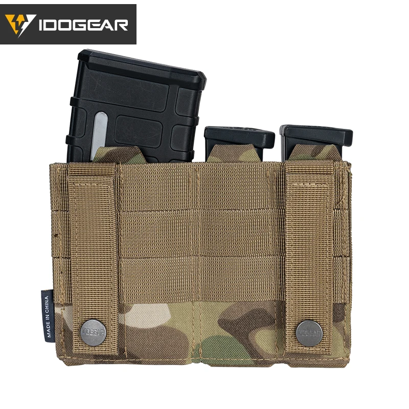 IDOGEAR Tactical Triple Mag Pouch Mag Carrier 9mm 5.56 Molle Pouch Laser Cut MC 3586