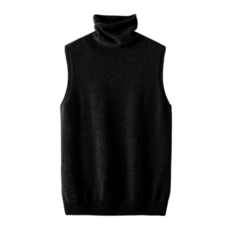 Women 100% Merino Wool Sleeveless Pullovers Turtleneck Sweater Waistcoat Wool Knitwear Spring Autumn Winter Fashion Vest Tops, image 7