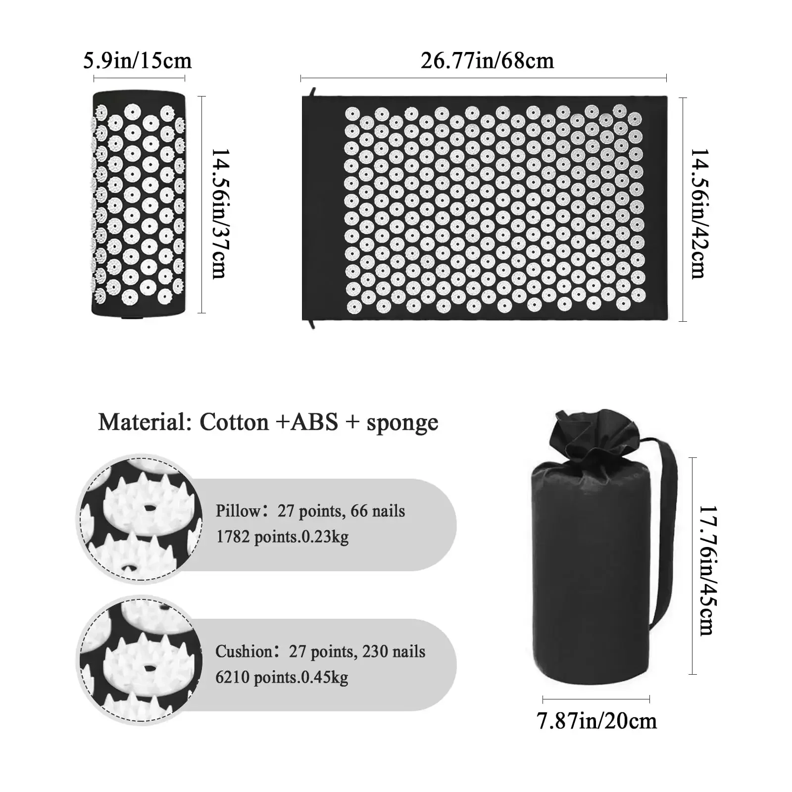 1PC/SET Massager Cushion Acupressure Mat Pillow Relieve Stress Back Pain Massage for Acupuncture Yoga Muscle Relaxation