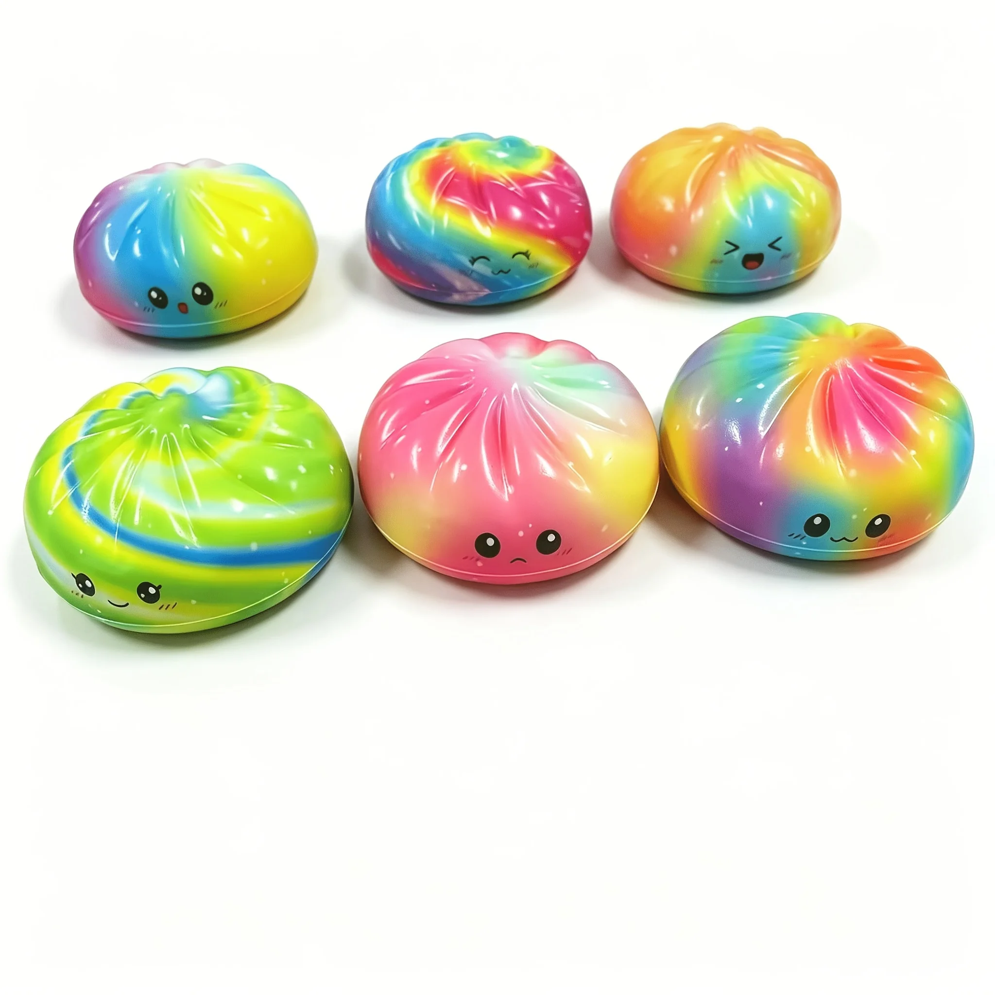 Regenbogen Smiley Bun Squishy Spielzeug Langsam Aufsteigendes Fidget-Spielzeug Stressabbau ASMR Entspannung Anti-Angst Desktop-Scherzartikel Neuheit Geschenk – Detail 5