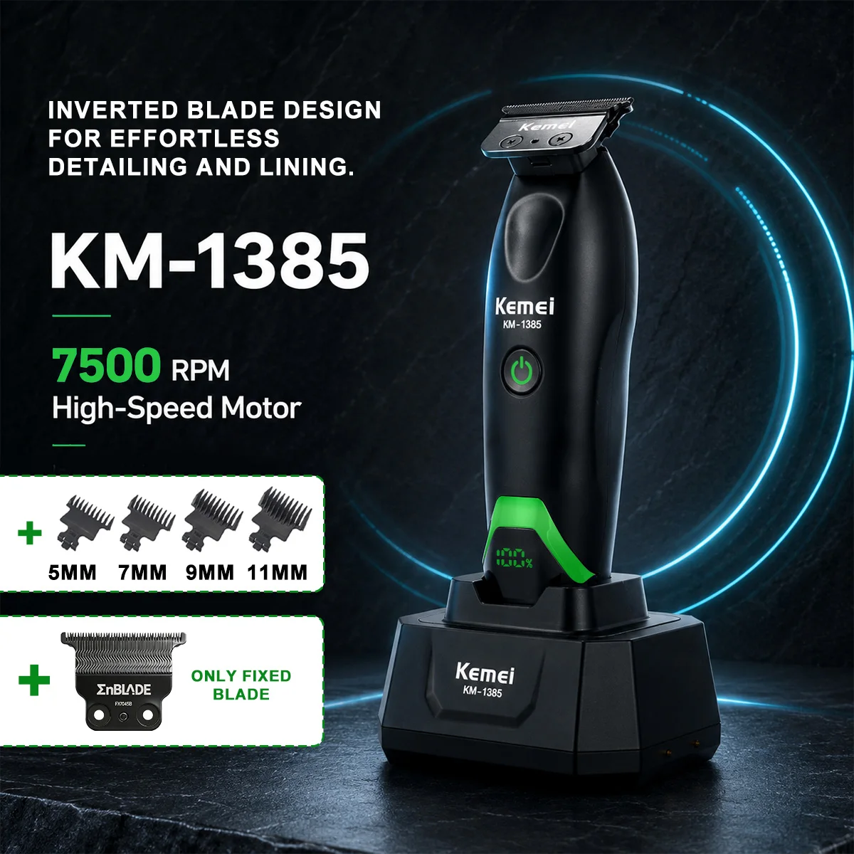 

Hair Trimmer for Men T-Blade 5W Motor with Dock LED Display Professional Hair Clipper Finishing Machine