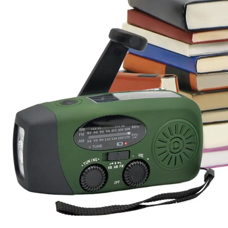 

Weather Alert Radio Battery Powered Radio With Flashlight And SOS Alarm 2000mAh Battery Solar Charging Phone Charger For