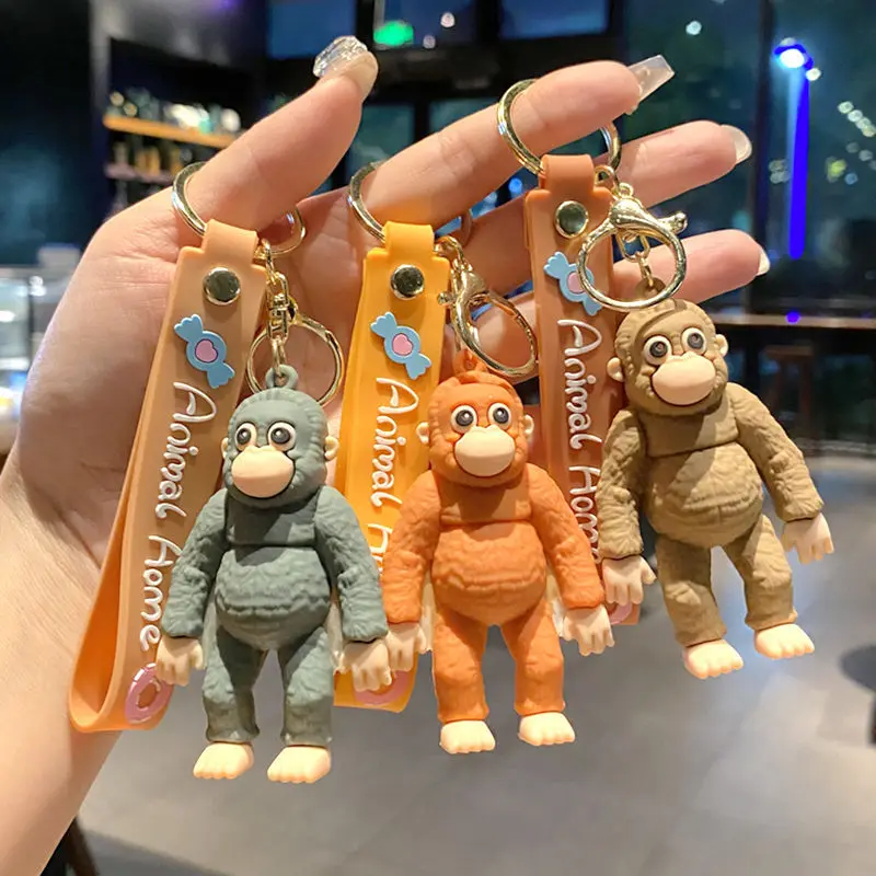 Cartoon Longarm Ape Doll Gorilla Keychain Monkey Creative Figurine Student Schoolbag Hanging Piece Gift Item