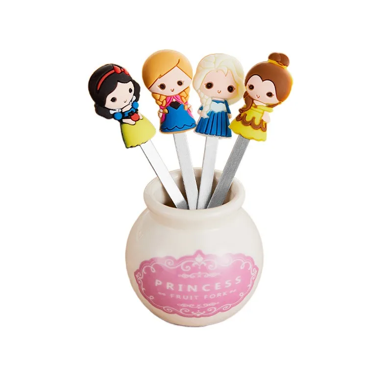

Набор из 6 вилок для фруктов из нержавеющей стали с героями аниме-сериалов: Белоснежка, Ариэль, Золушка. Милые мультяшные вилки для десертов и праздничных тортов.