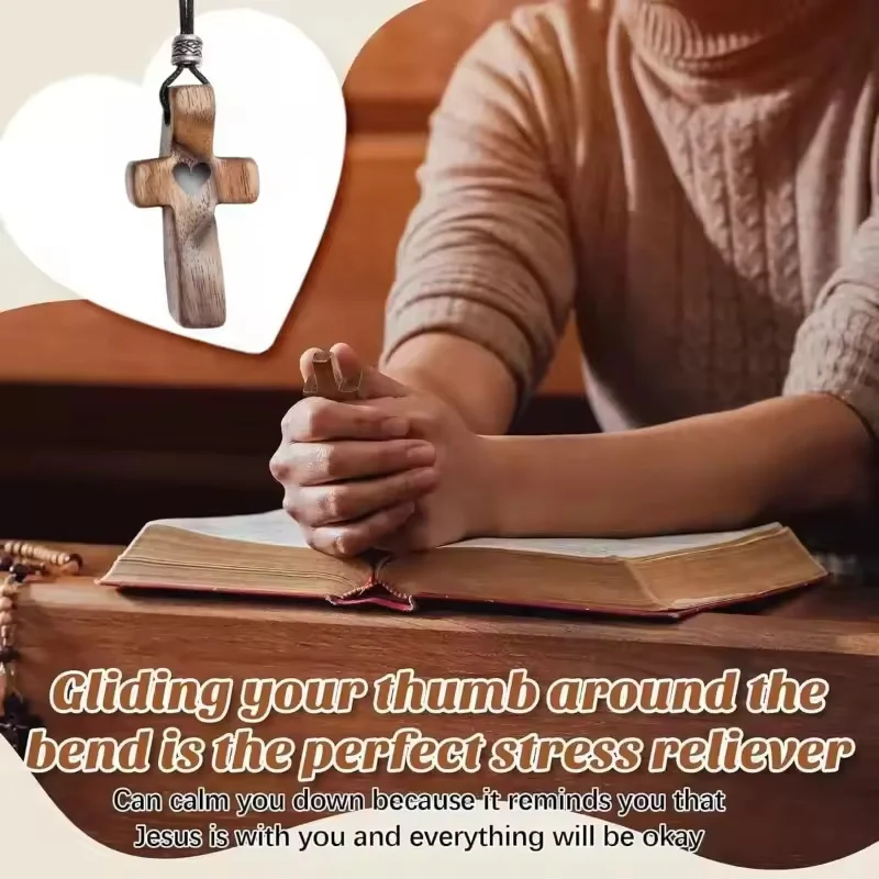 Handmade Black Walnut Wooden Cross Keychain Fingertip Stress Relief Pocket Gift Custom Logo Blank Laser Engrave Keyring