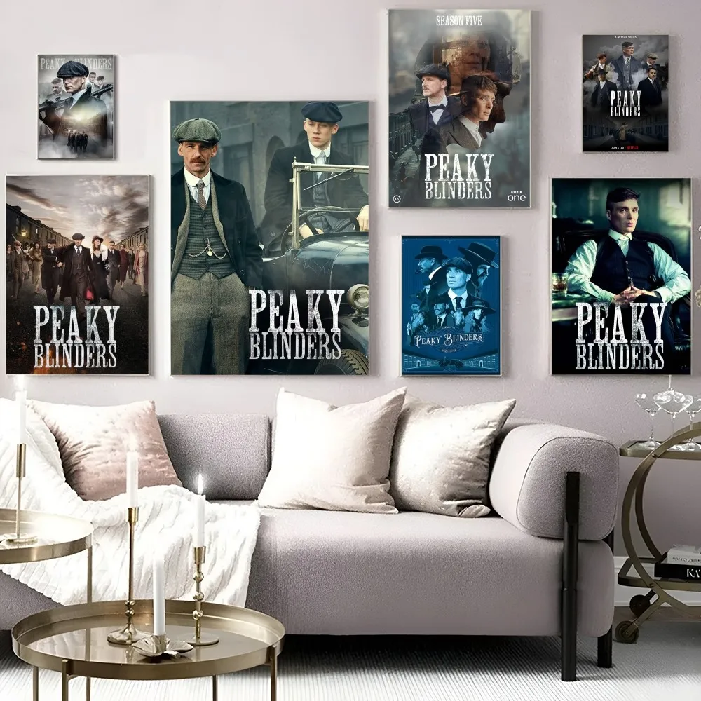 P-Peaky B-Blinders Self-adhesive Art Poster Fancy Wall Sticker For Living Room Bar Decoration Vintage Decorative Painting