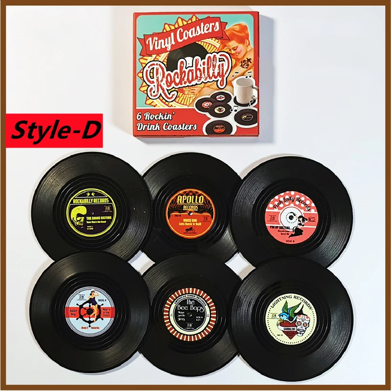 Nieuwe 6/4/2PCS Retro Vinyl Record Cup Coaster Anti-slip Koffie Onderzetters Hittebestendige Muziek Drinken Mok mat Tafel Placemat Decor