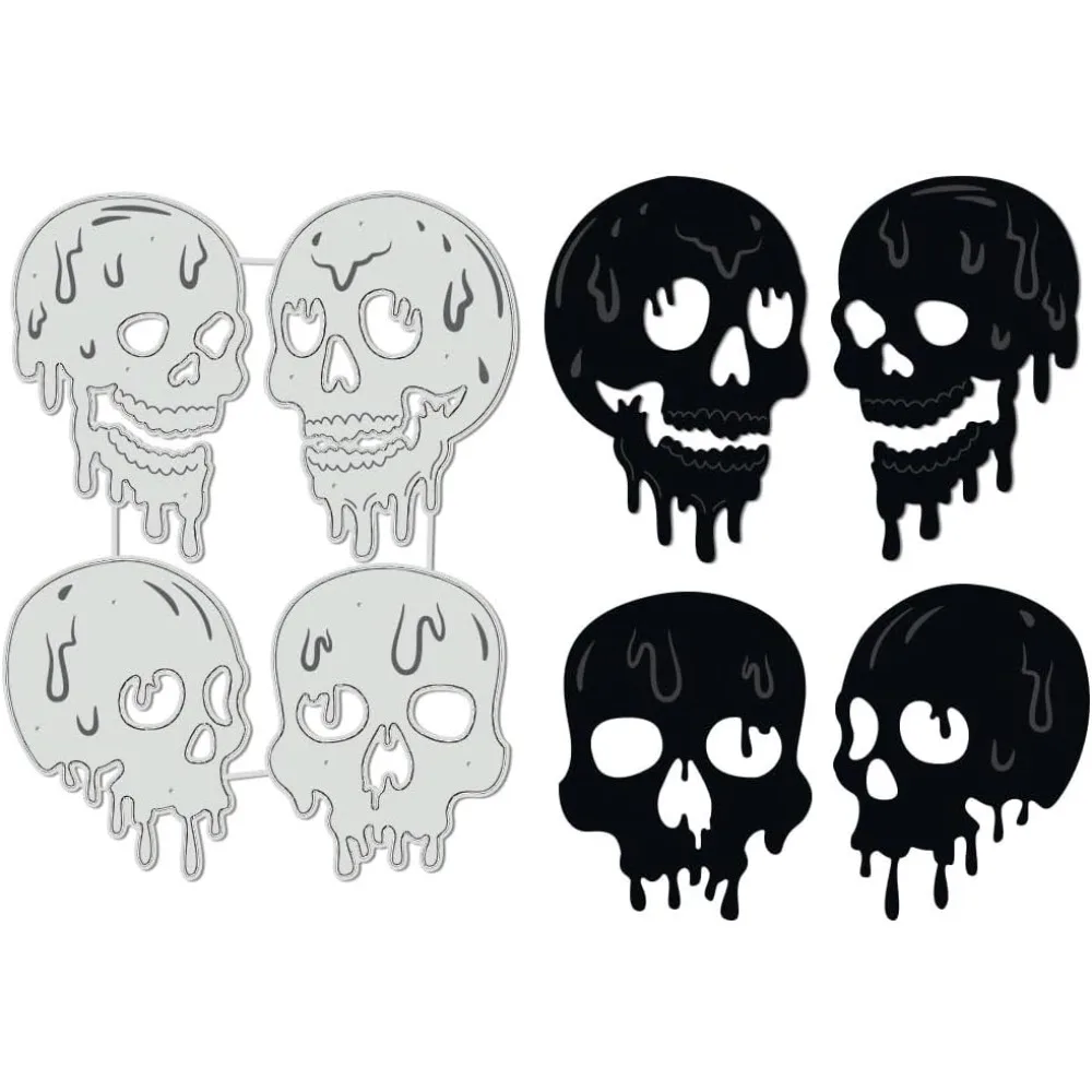 Totenkopfförmige Stanzformen, schmelzende Totenköpfe, gestanzte Prägeschablonen für DIY Scrapbooking, Fotoalbum, dekoratives Prägepapier