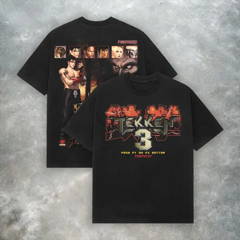 Camiseta Retro Ps2 Tekken 3 Vintage Y2K para videojuegos, camiseta gráfica 100% de algodón, ropa de calle Grunge pesada, estética