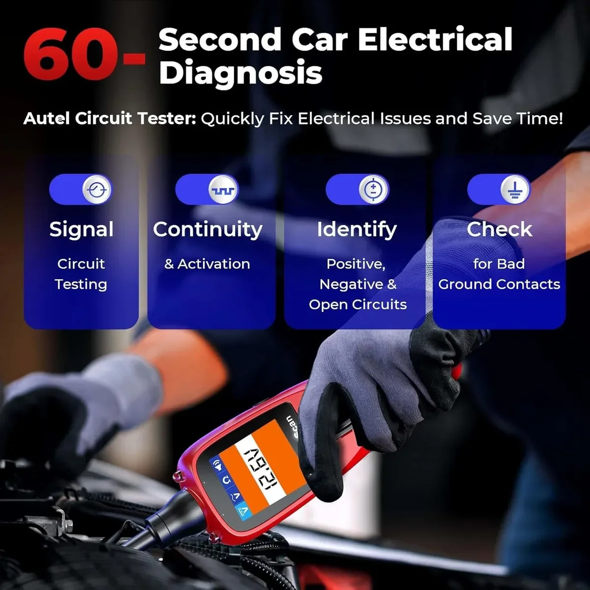 Autel PowerScan PS100 جهاز اختبار مسبار دائرة الطاقة 12 فولت 24 فولت الرقمية التيار المتناوب تيار مستمر الجهد الكهربائي نظام أدوات تشخيص السيارات