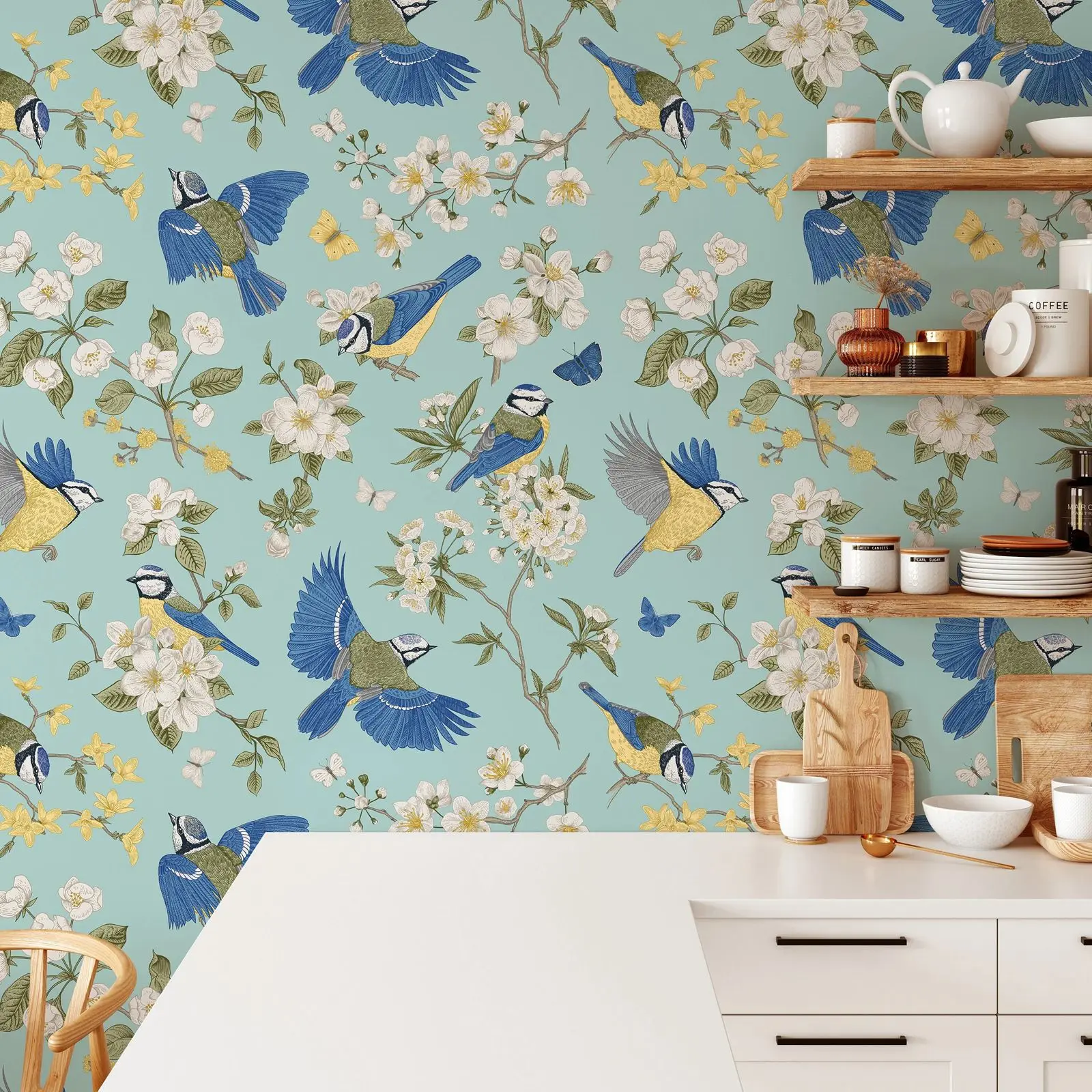 

Vintage Blue Bird Floral Wallpaper,Oriental Animal Wall Mural For Room Decoration,Traditional Non-woven Or Self-adhesive Papers