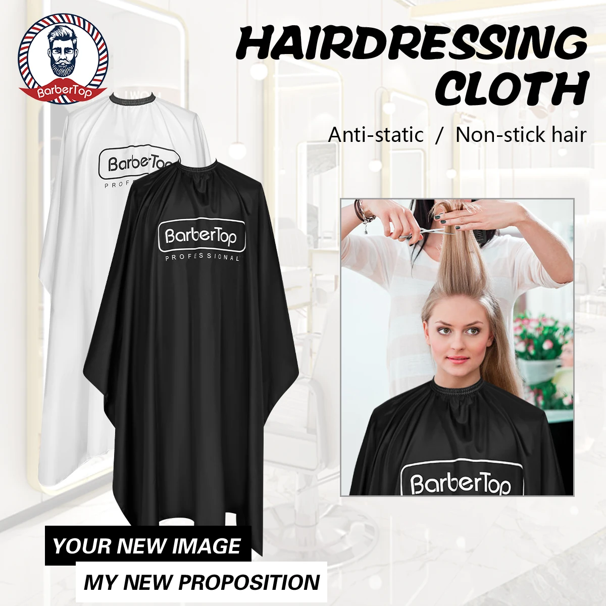 Barbertop Haircut Cloth Hairdresser Apron Hair Cut Cape Hairdress Gown Hairdressing Coat Barbershop Salon Accessory