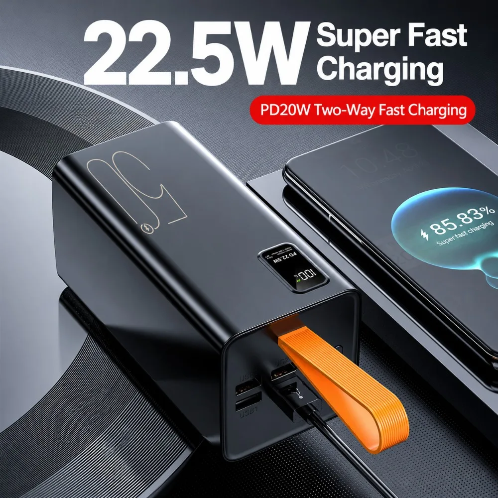 50000mAh Large Capacity 22.5W Fast Charging Power Bank Multi‑USB Interface Digital Display Portable Outdoor Mobile Power Supply