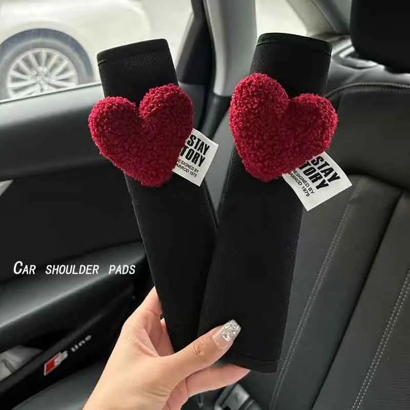 Car Seatbelt Shoulder Pad Cover Creative Love Heart Seat Belt Decoration Four Seasons Universal Girls Fashion Seat Belt Cover
