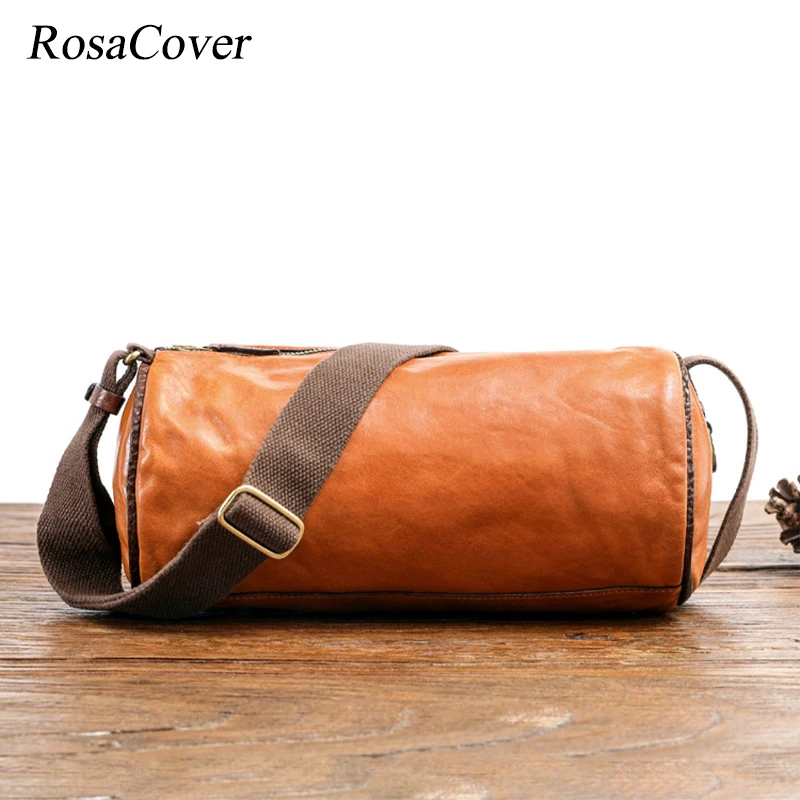 Men Top Layer Cowhide Genuine Leather Shoulder Bag Fashion Waterproof Crossbody Chest Bag Travel Sling Messenger Pack for Male