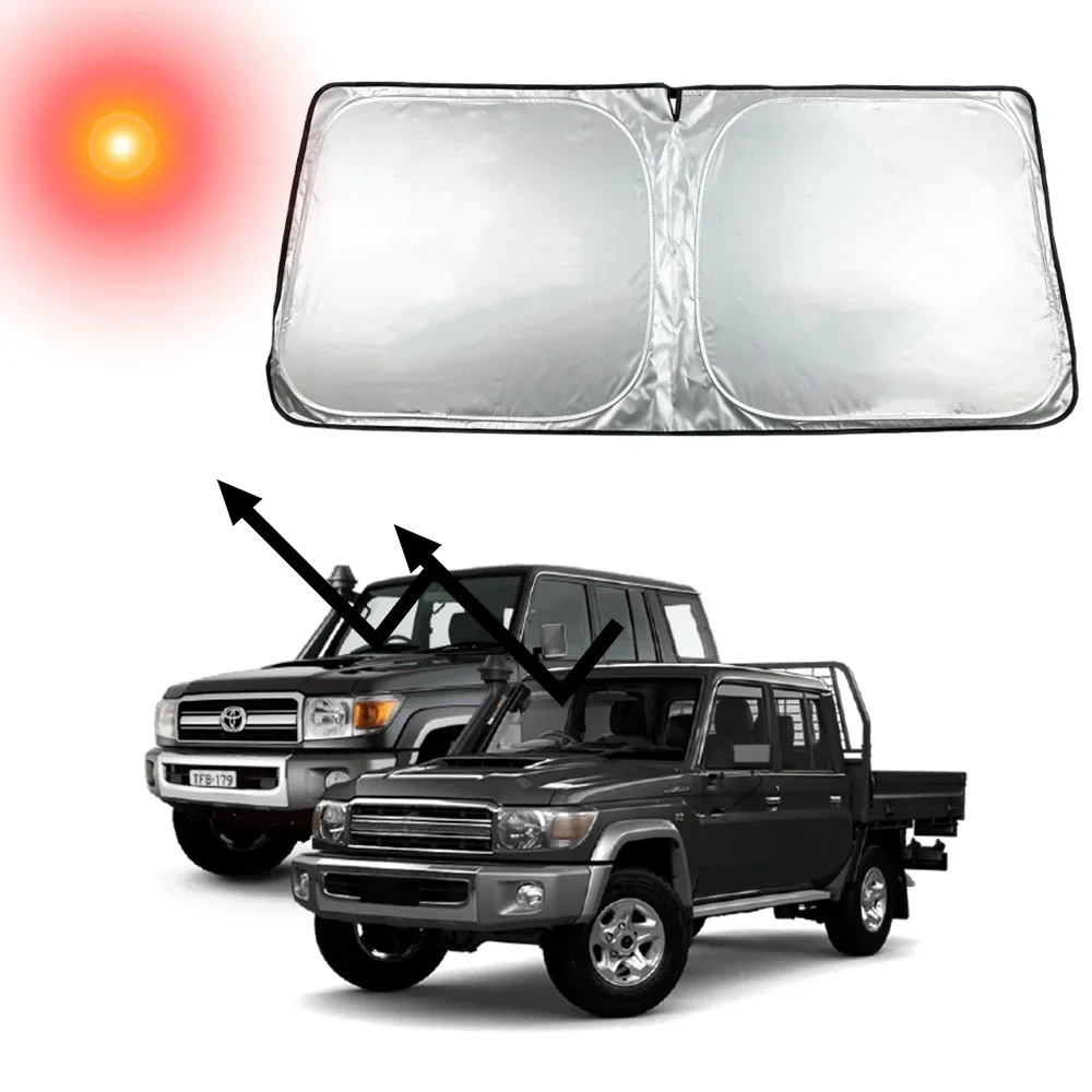 Silver Front WindScreen Windshield Sun Shade for Toyota Land Cruiser 70/76/79 Series LC75 LC76 LC78 LC79 Accessories