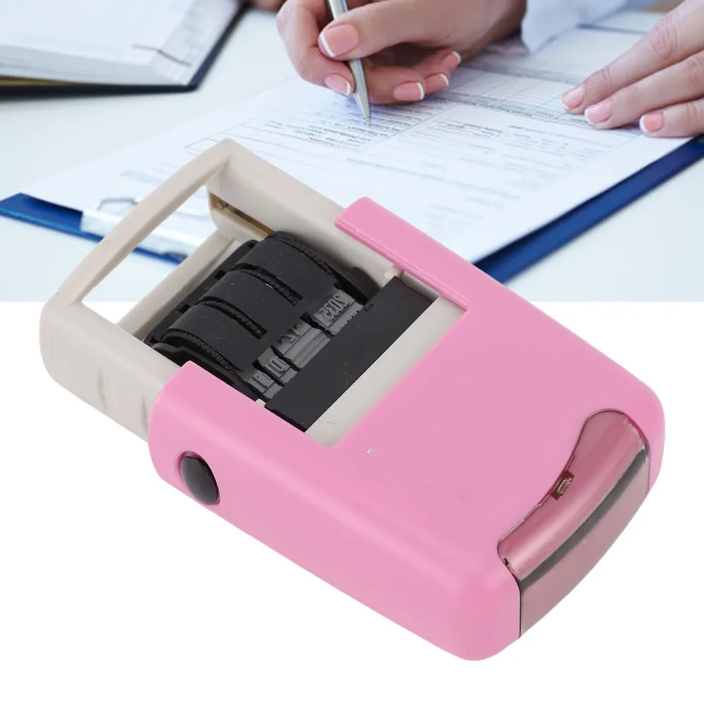 ABS Self Inking Stamper Clear Stamping Quick Drying Date Stamper Non Smudge Reversible Ink Pad Adjustable Date Stamp Study
