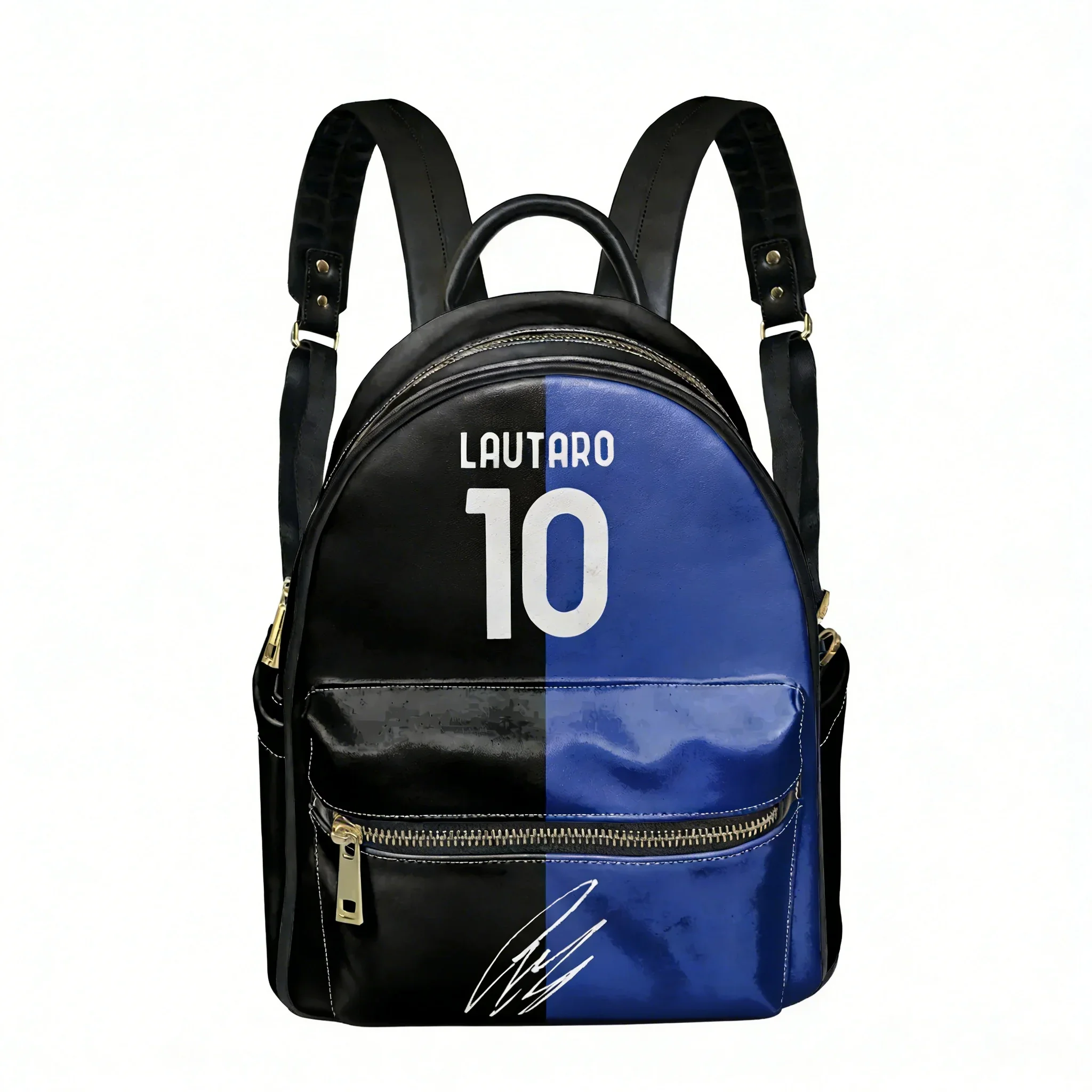 Lautaro No.10 PU Backpack Women Men Knapsack Argentina Soccer Star Custom Text Image Double Shoulder Bag Rucksack Gift Daypack