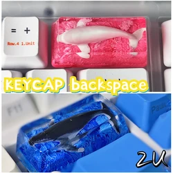 For Mechanical Keyboard 2U Whale Backspace Resin Key Cap Handmade Personality Pink Blue Green Backlight Keycap