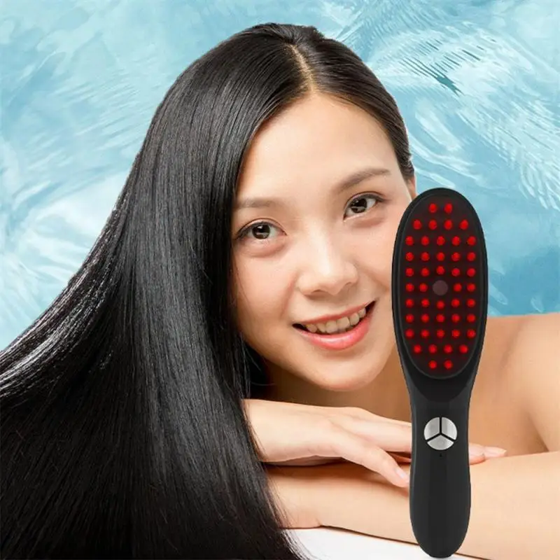 

New Electric Massage Comb Blue Red Light Therapy Vibration Hair Massage Scalp Brush Negative Ion Spray Hair Growth Massager