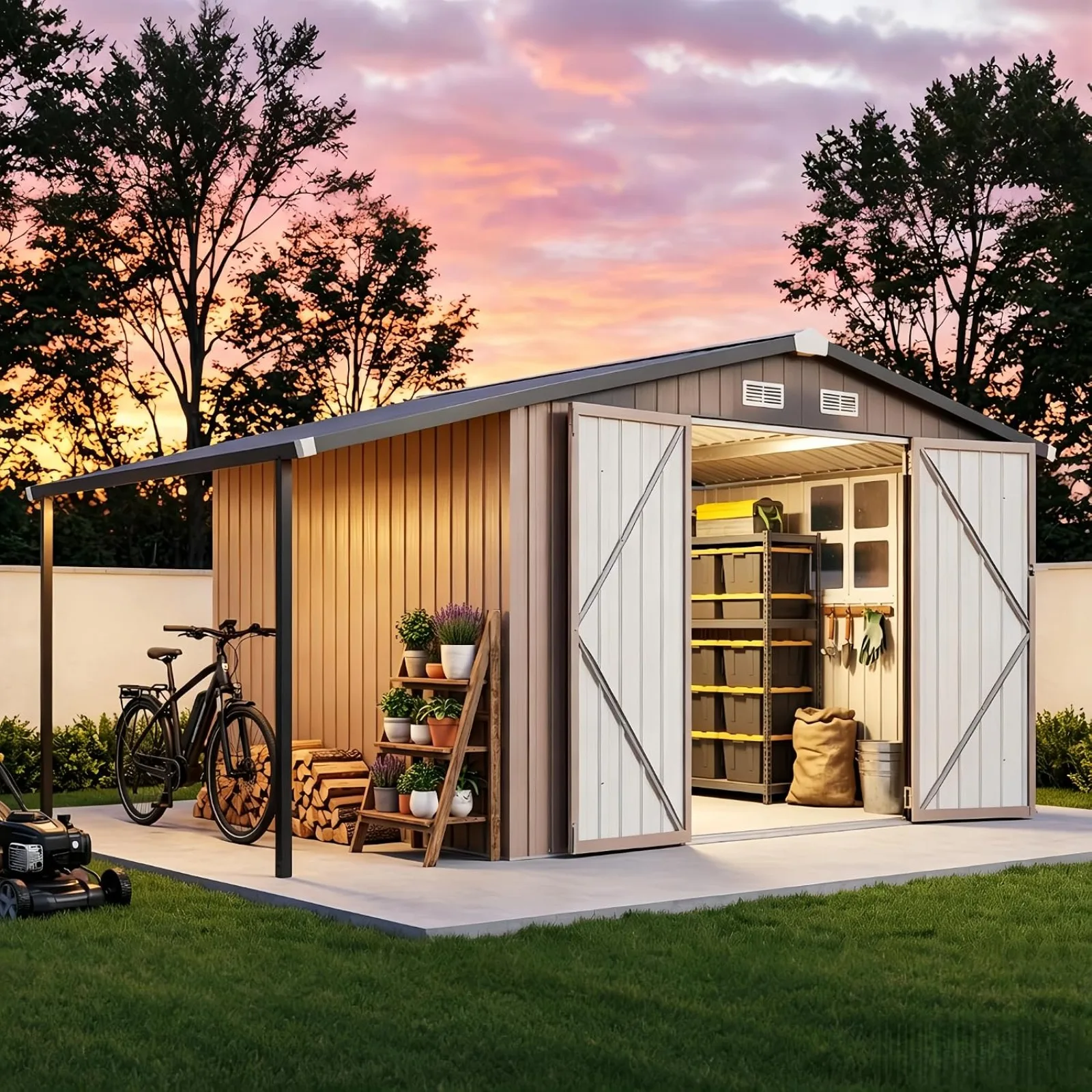 Gardening Tools Organiser - Outdoor Storage Shed Lean to Sheds