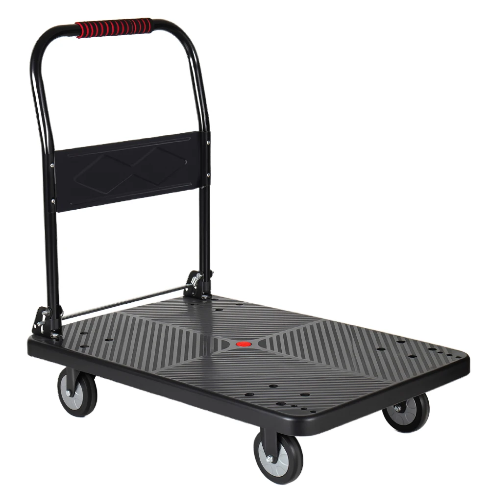 

Тележка-платформа 24x36 дюймов, складная ручная тележка с бесшумными колесами TPR 5 дюймов, вращающимися на 360 градусов, усиленная тележка-платформа грузоподъемностью 450 кг