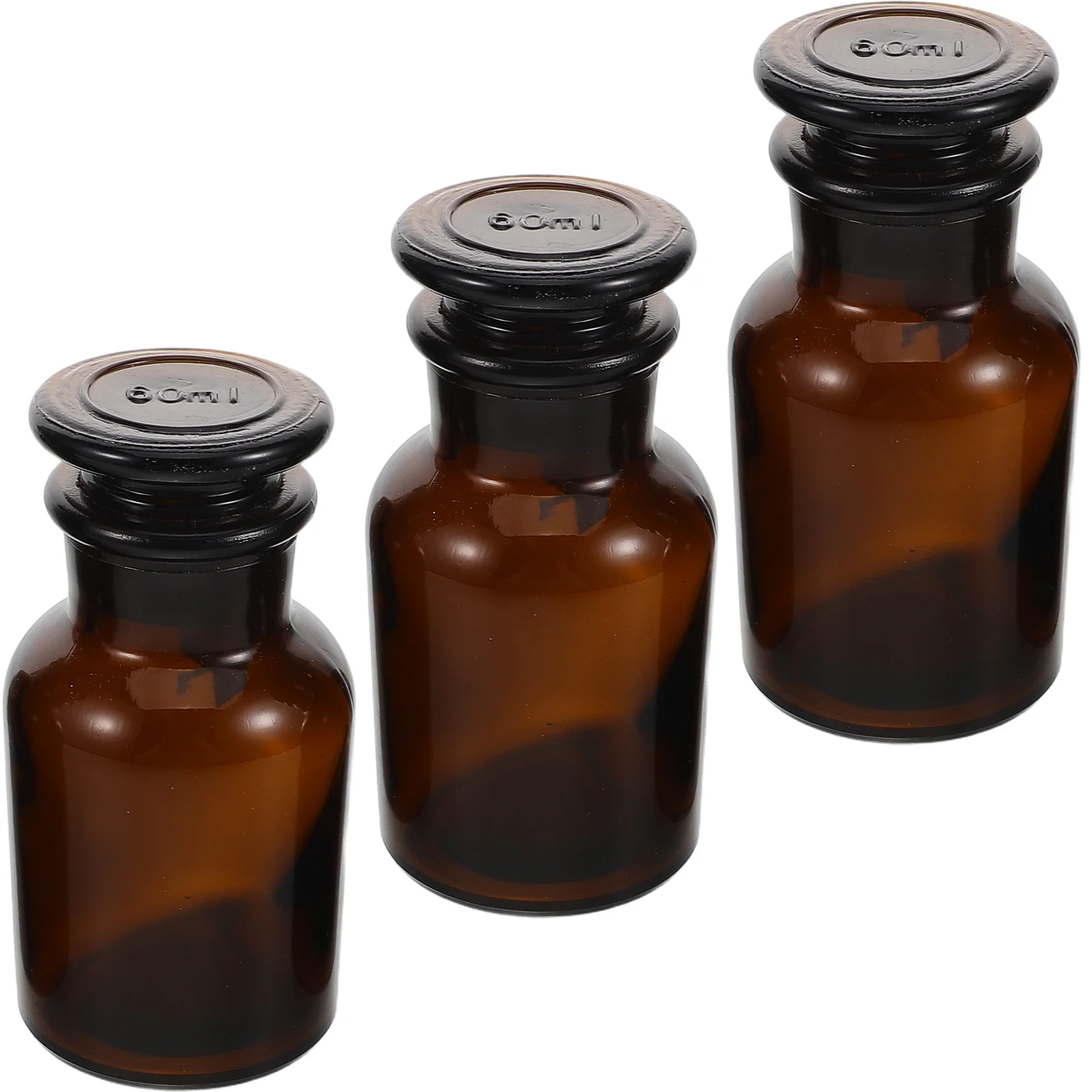 

3Pcs Brown Glass Reagent Bottles Wide Mouth Dropper Airtight Lab Storage Containers Chemical Oils Uv Protection