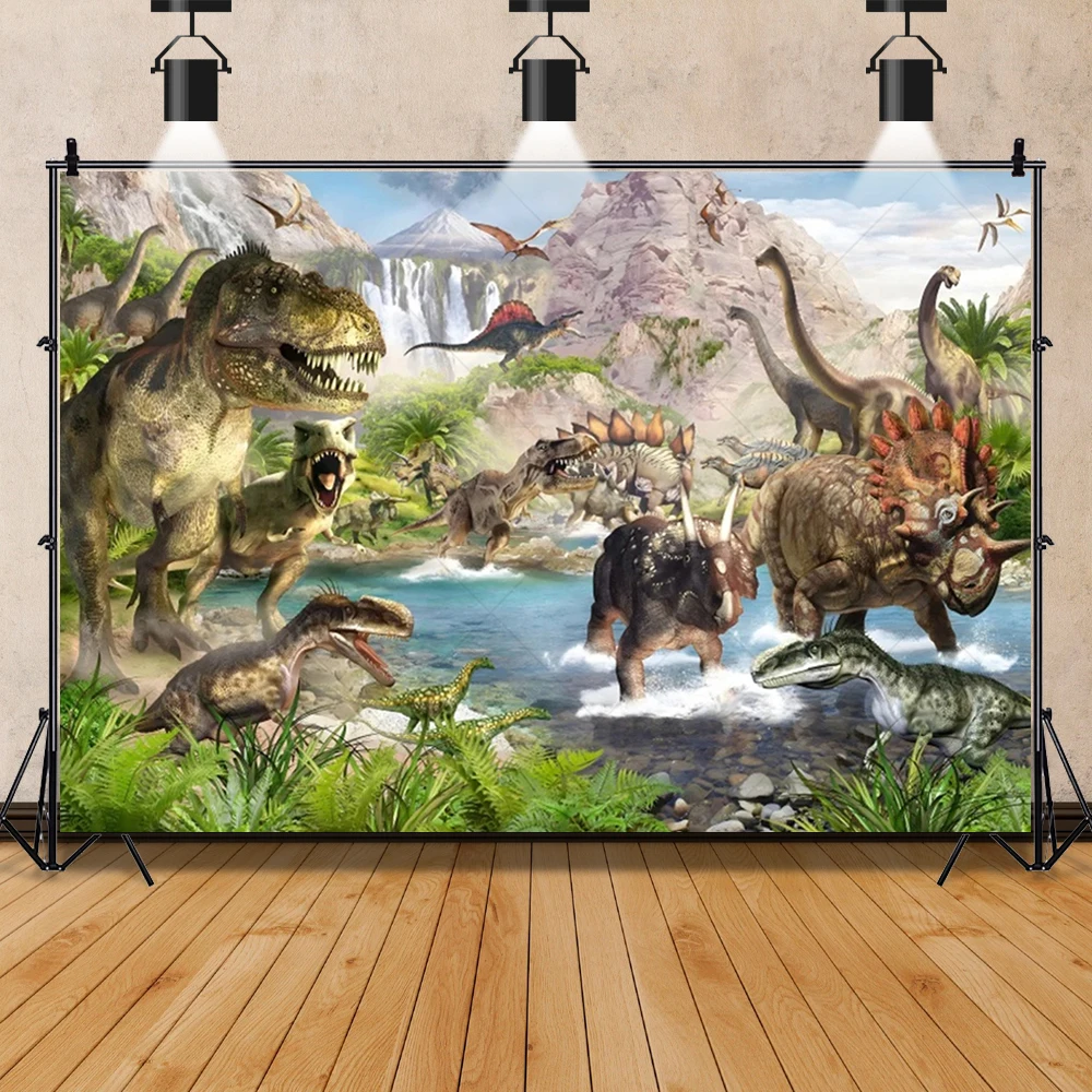 Dinosaur Theme Children\'S Birthday Jurassic Park Photography Background Tropical Jungle Safari Photography Custom Backdrop