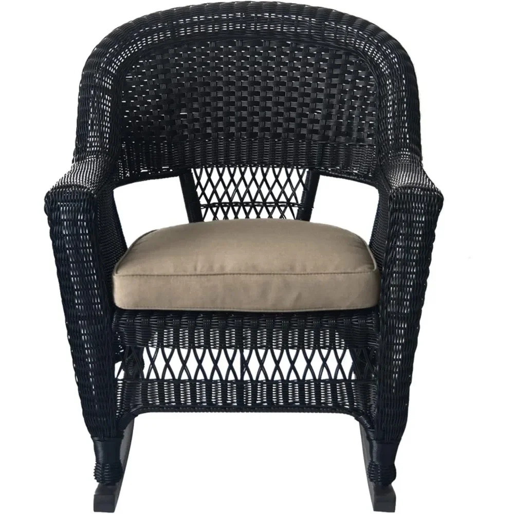 

Rocker Wicker Chair Set of 2 with Tan Cushion for Ultimate Relaxation