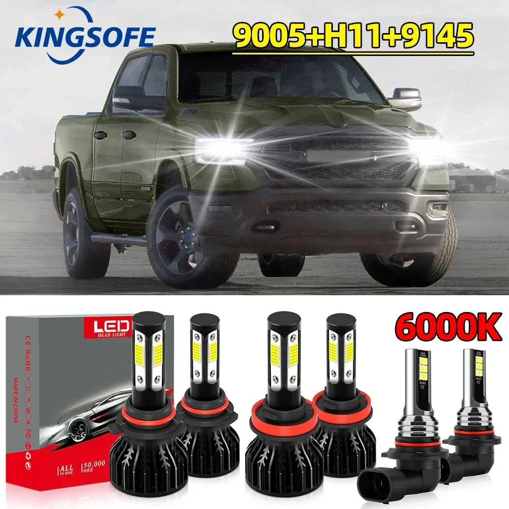 

LED Bulbs Combo Fit For Dodge-Ram 1500&2500 2011-2017 LED Bulbs +Fog Light 9005/ HB3 H11 9145 Bright COB Chip 6000K White 2/4PCS