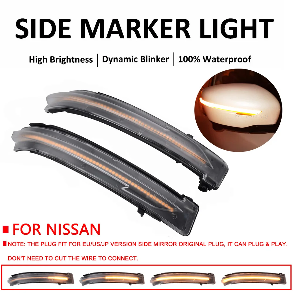 Für Nissan X-Trail T32 Rogue Qashqai J11 Murano Z52 Juke Navara Pathfinder LED Dynamischer Blinker Seitenspiegelanzeigeleuchte – Detail 12