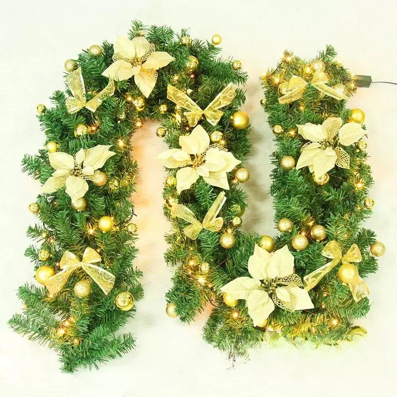 Christmas rattan 2.7 meters encrypted luxury hanging ornament Christmas tree festival ornament wreath gold red rattan package