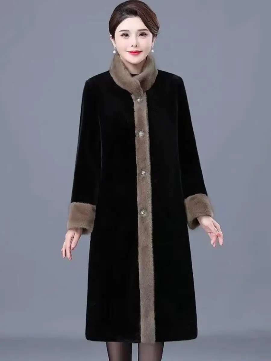 معطف نسائي أنيق ودافئ من فرو المنك الصديق للبيئة، ملابس خارجية جديدة للخريف والشتاء، تصميم عصري وأنيق