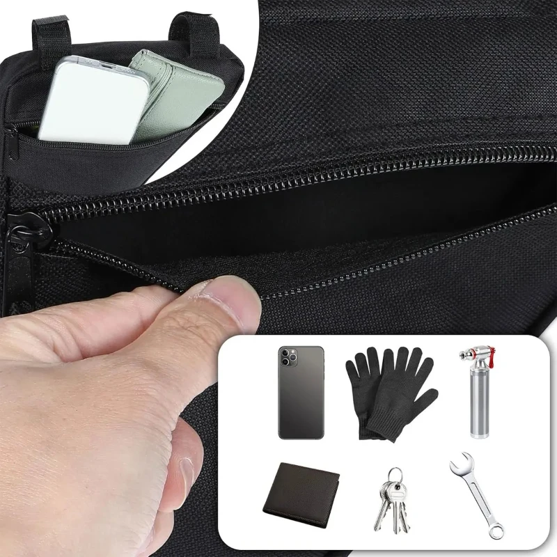 Sacos de armazenamento de ferramentas de bicicleta, tipo alça de sela triangular sacos de bicicleta, acessórios de bicicleta resistentes ao vento