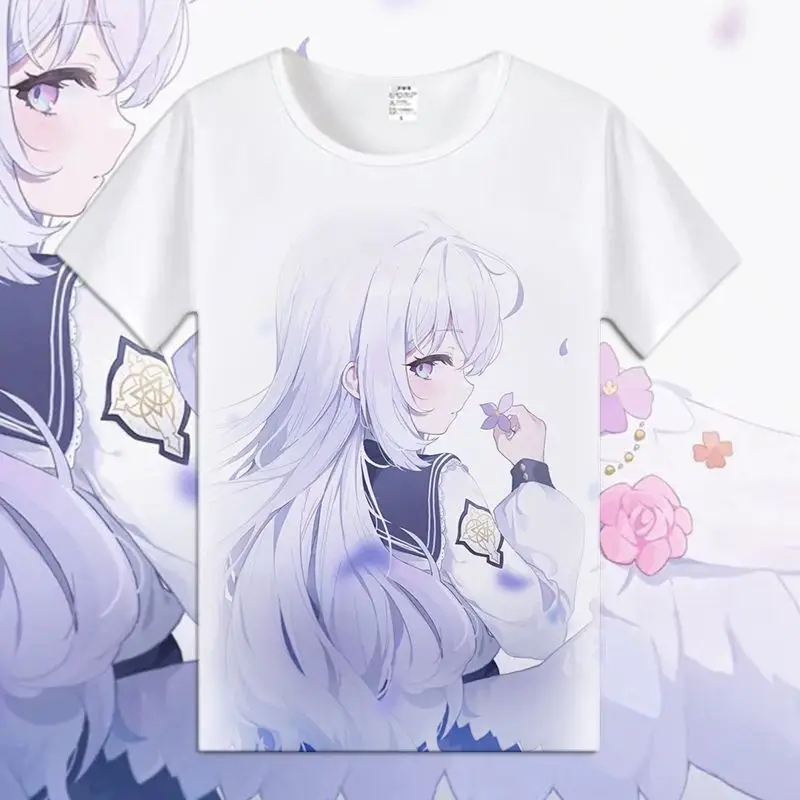 2024 Summer New Simple Fashion Anime Blue Archive Shirasu Azusa Round Neck Short Sleeve T-Shirt Casual Daily Tops Gifts Girls