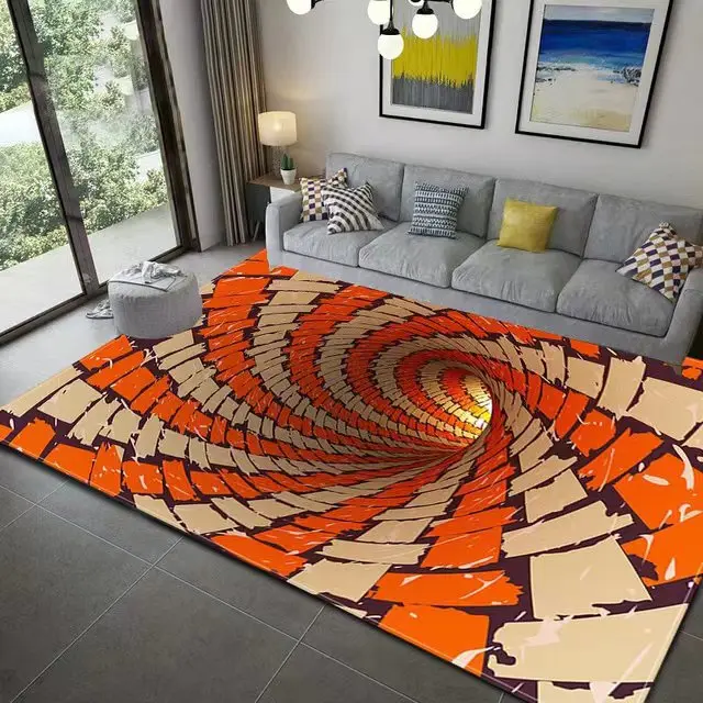 Carpet 3D vortex three-dimensional trap bedroom floor mat living room coffee table carpet creative Christmas carpet