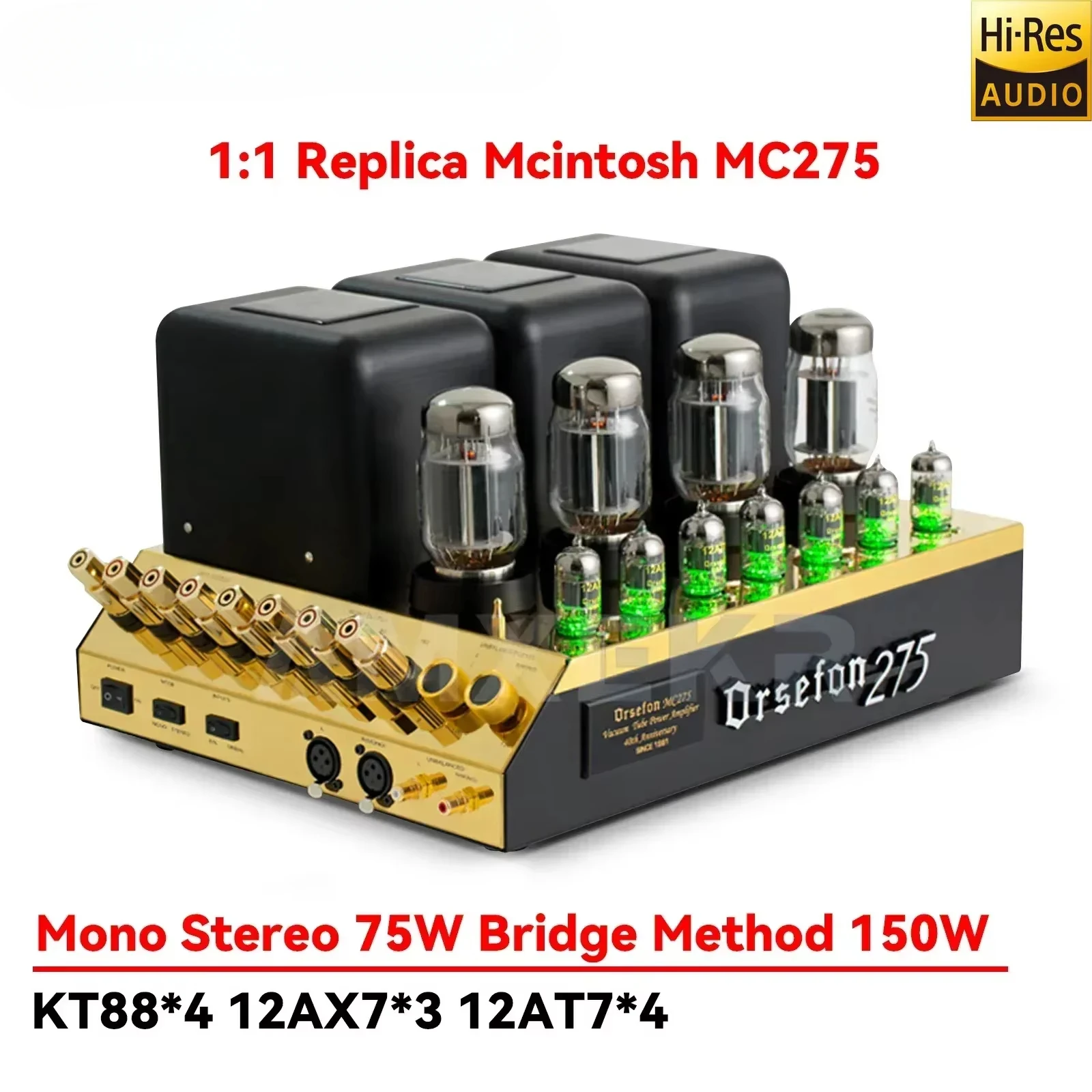 

Клон Mcintosh MC275, обновление KT88*4, ламповый усилитель мощности, Hi-Fi двухтактный класс AB, 75 Вт * 2, мостовое соединение, 150 Вт