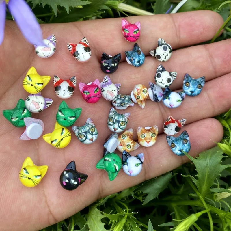 10mm Mixed Cat Self-Adhesive Sticker Acrylic Appliques Craft Wedding Party Decor DIY Nail Clothing Ornaments Decor Supplies